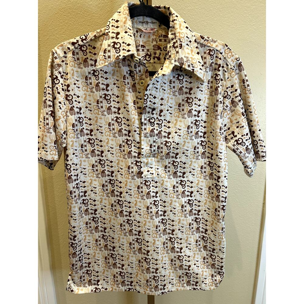 Men's Vintage Woolf Brothers IZOD Polyester Shirt, Size Medium